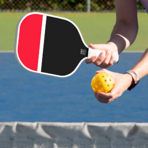 Fun Bold Black White Stripe Border Red Colour Bloc Pickleball Paddle