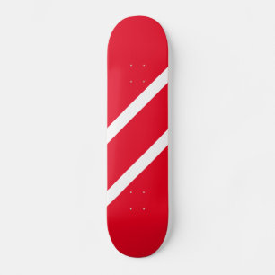 Fun Bold Bright Red Sleek White Racing Stripes Skateboard