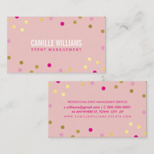 FUN BOLD COLORFUL confetti cool gold pink blue Business Card
