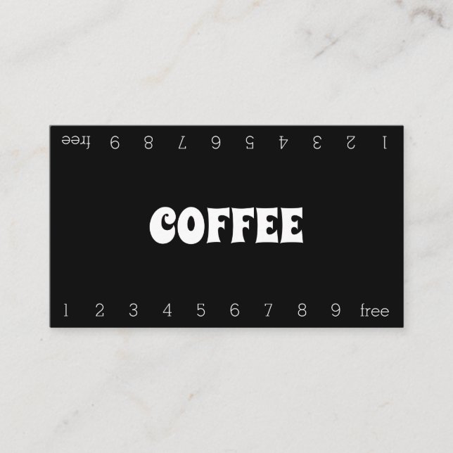 Fun Bold Double Number Loyalty Coffee Punch-Card Card (Front)