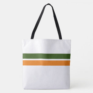 Fun Bold Green Orange Racing Stripes On White Tote Bag