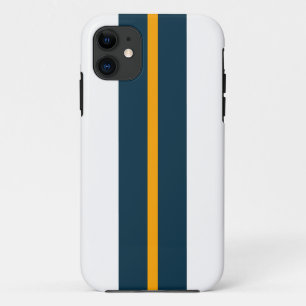 Fun Bold Ocean Blue Yellow Racing Stripes On White Case-Mate iPhone Case