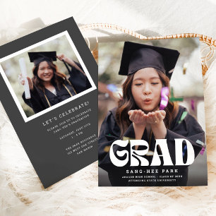 Fun Bold Retro Grad Photo Graduation Announcement
