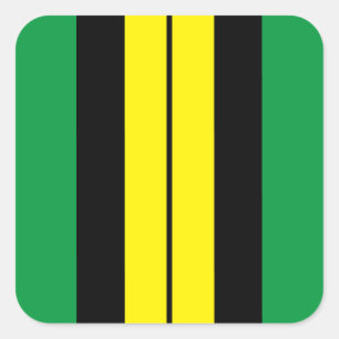 Fun Bold Vivid Yellow Black Green Racing Stripes Square Sticker