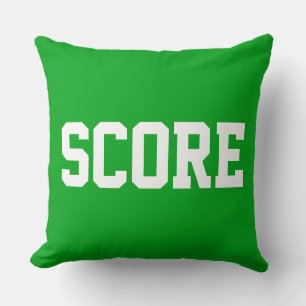 Fun Bold White Athletic SCORE Text On Bright Green Cushion