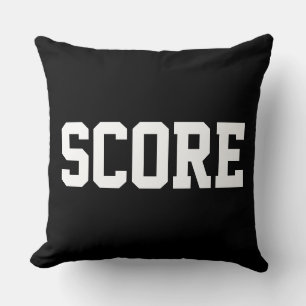 Fun Bold White Athletic SCORE Text On Modern Black Cushion