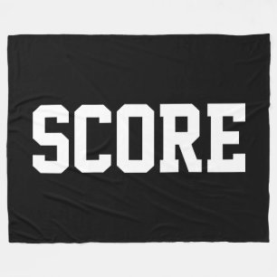Fun Bold White Athletic SCORE Text On Modern Black Fleece Blanket