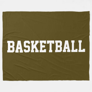 Fun Bold White BASKETBALL Text On Athletic Brown Fleece Blanket