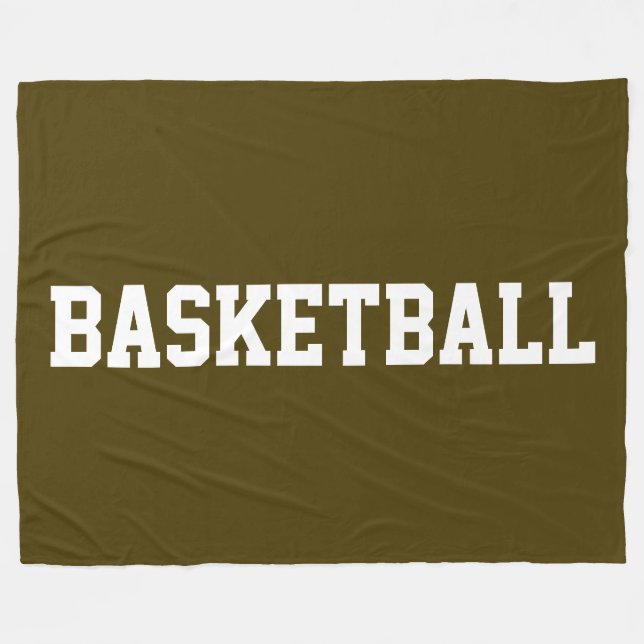 Fun Bold White BASKETBALL Text On Athletic Brown Fleece Blanket (Front (Horizontal))