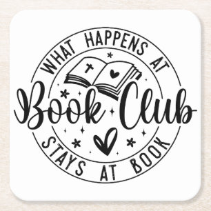 Fun Book Club design  Square Paper Coaster