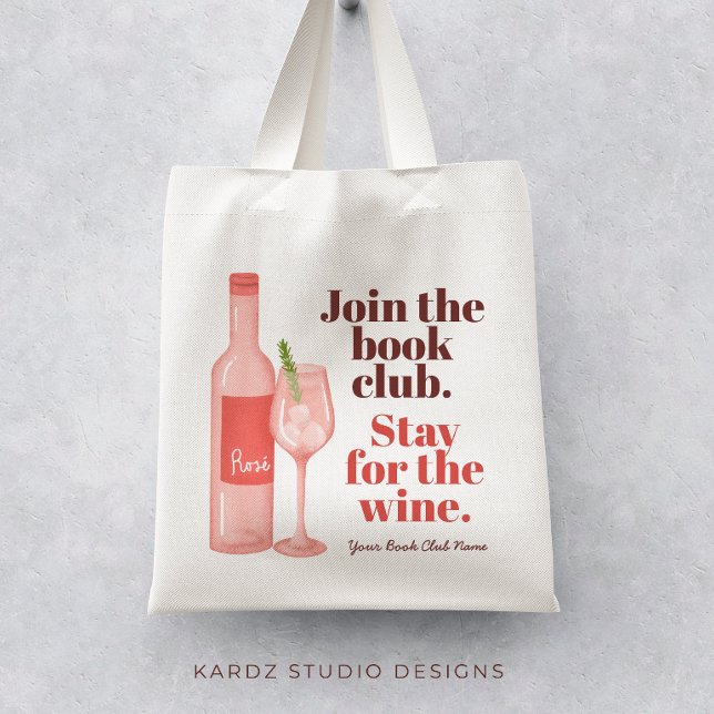 Fun Book Club Tote Bag  (Personalize this fun tote bag with your name or your book club name and enjoy the wine with friends.)