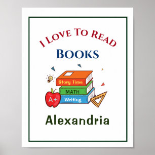 Fun Books I Love To Read Child Poster