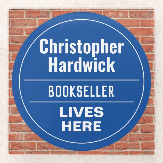 Fun Bookseller Wall Plaque Style Glass Coaster (Front)