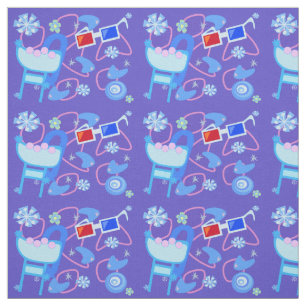 Fun Boomerangs 3-D Glasses Fifties Retro Pattern Fabric