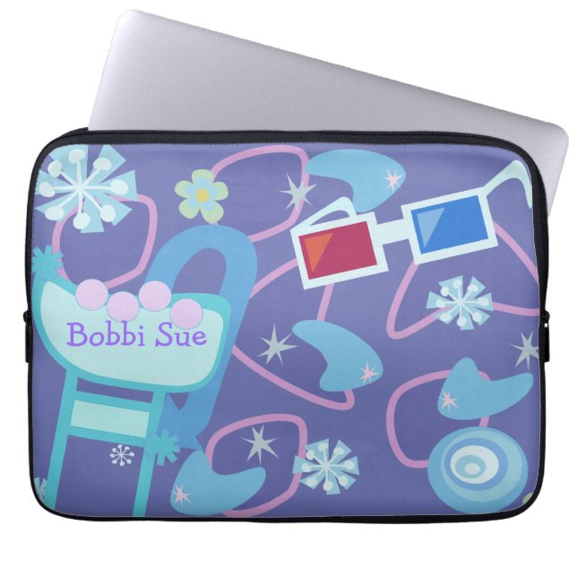 Fun Boomerangs 3-D Specs Fifties Retro Pattern Laptop Sleeve (Front)