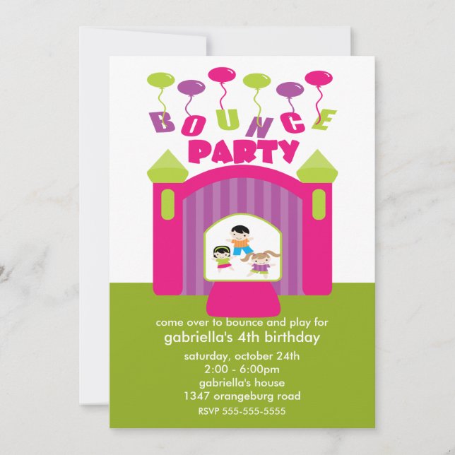 Fun Bounce House Birthday Party Invitation (Front)