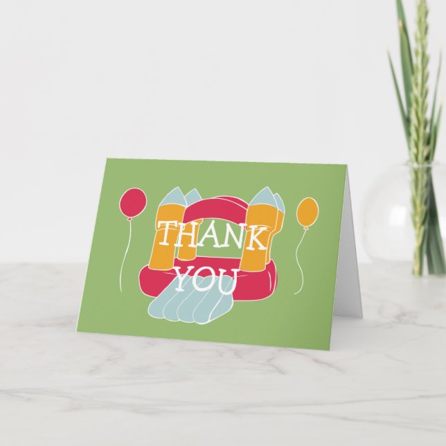 Fun Bounce House Bright Thank You note Card (Front)
