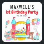 Fun Bounce House Castle Toys Jumping Kids Birthday Square Sticker<br><div class="desc">Fun Bounce House Castle Toys Jumping Kids Birthday Sticker</div>