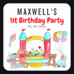 Fun Bounce House Castle Toys Jumping Kids Birthday Square Sticker<br><div class="desc">Fun Bounce House Castle Toys Jumping Kids Birthday Sticker</div>