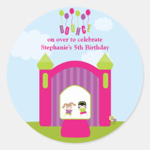 Fun bounce house girls birthday party stickers