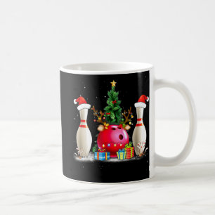 Fun Bowling Christmas Santa Hat Xmas Bowling Lover Coffee Mug