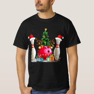 Fun Bowling Christmas Santa Hat Xmas Bowling Lover T-Shirt