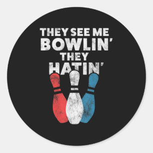 Fun Bowling Gift For Men Women Or Dad Classic Round Sticker