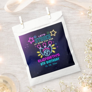 Fun Bowling Neon  Birthday Girl Favour Bags