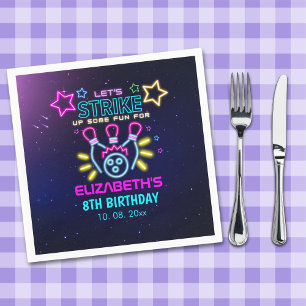 Fun Bowling Neon  Birthday Girl Napkin