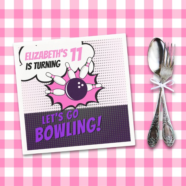 Fun Bowling-Style Birthday Girls Napkin (Creator Uploaded)