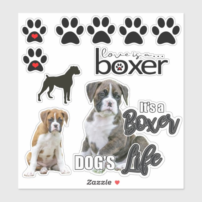 Fun Boxer Dog Stickers (Sheet)