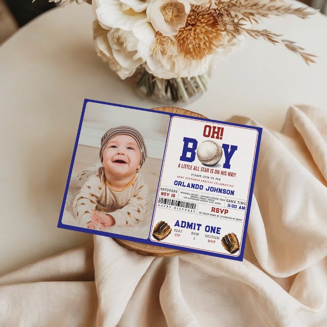 Fun Boy Baseball Baby Shower | Custom Sports Party Invitation (Creator Uploaded)