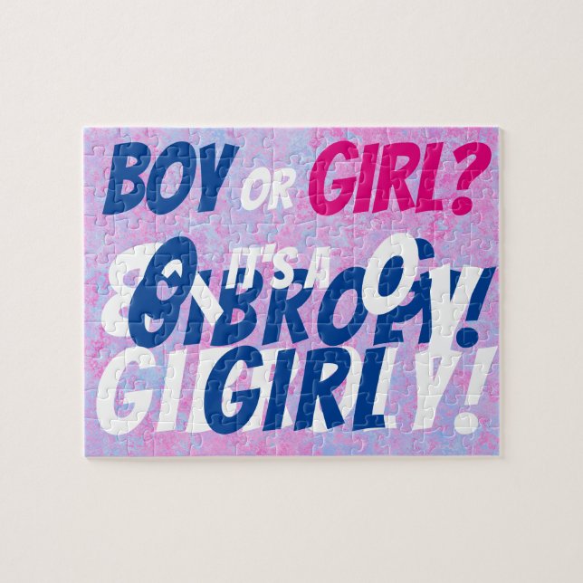 Fun "Boy or Girl?" Gender Reveal Jigsaw Puzzle (Horizontal)