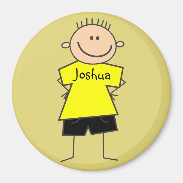 Fun Boy Stick Figure Personalised Magnet (Front)
