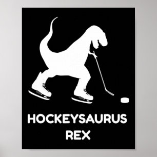 Fun Boys Ice Hockey T Rex Dinosaur  Poster