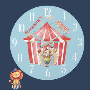 Fun Boy's Room Circus Carnival Large Clock