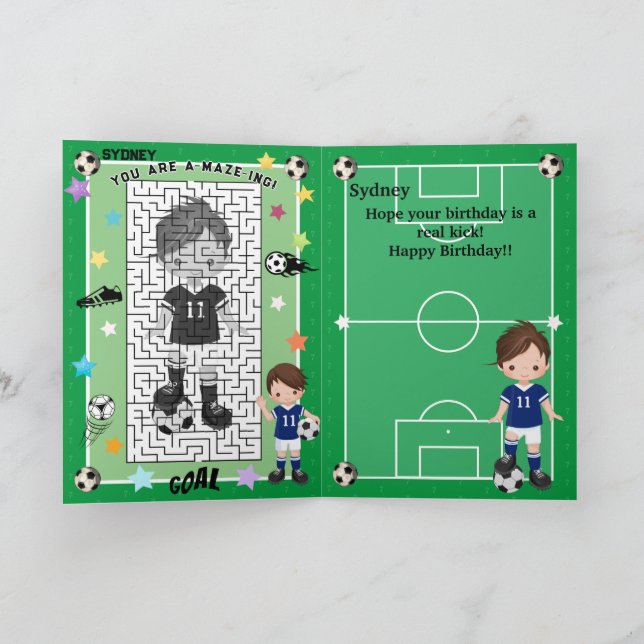 Fun Boys Soccer You are A-Maze-ing Happy Birthday Card (Inside)