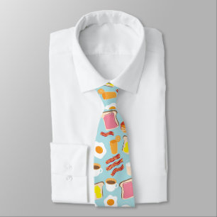 Fun Breakfast Food Illustrations Pattern Tie
