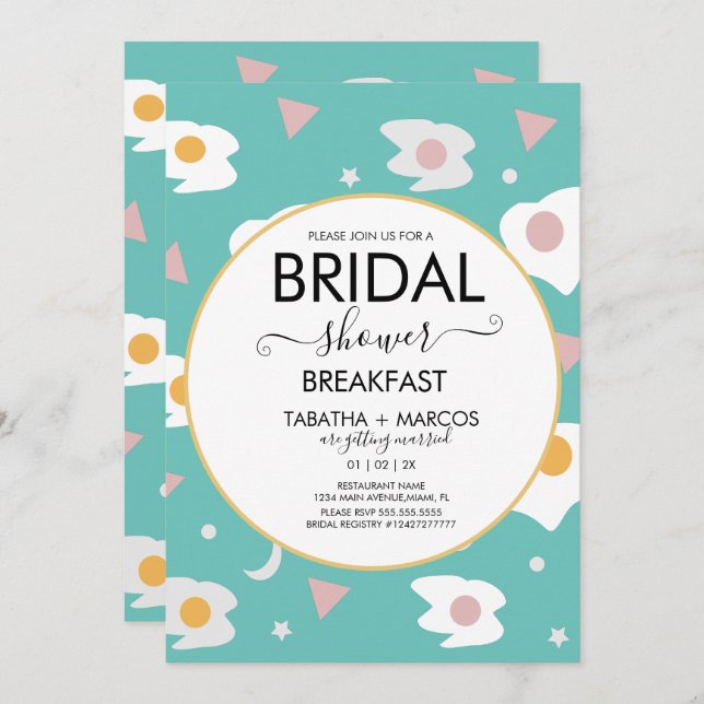 Fun Bridal Shower Breakfast Eggs Brunch Invitation (Front/Back)