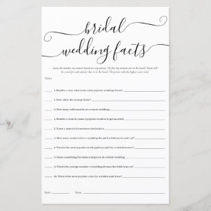 Fun Bridal Wedding Facts Shower Game