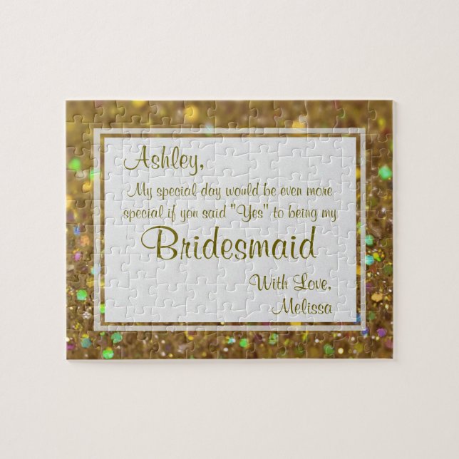 Fun Bridesmaid Glitter Glam Jigsaw Puzzle (Horizontal)