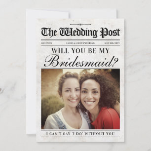 Fun Bridesmaid Proposal Card, Bridesmaid Newspaper Holiday Card