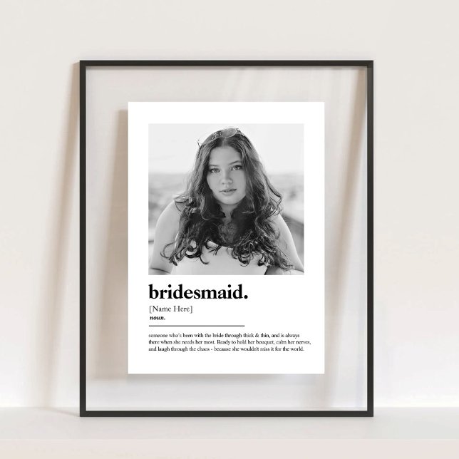 Fun Bridesmaid Proposal Dictionary with Photo Acrylic Sign (Fun Bridesmaid Proposal Dictionary with Photo Acrylic Sign)