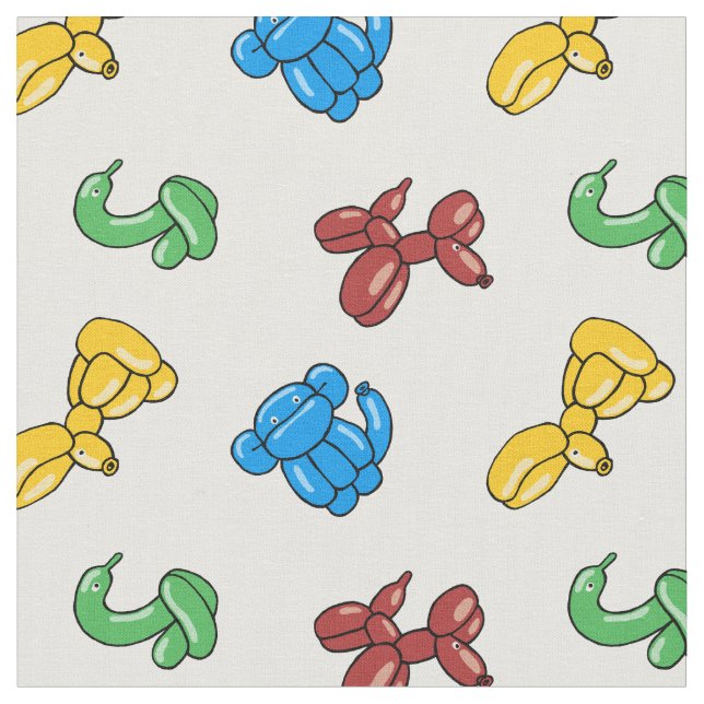 Fun, bright balloon animals design fabric (Close Up)