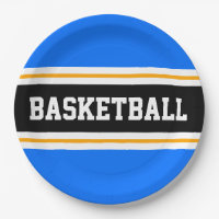 Fun Bright Blue Black Yellow BASKETBALL Stripes