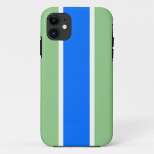 Fun Bright Blue White Racing Stripes On Sage Green Case-Mate iPhone Case