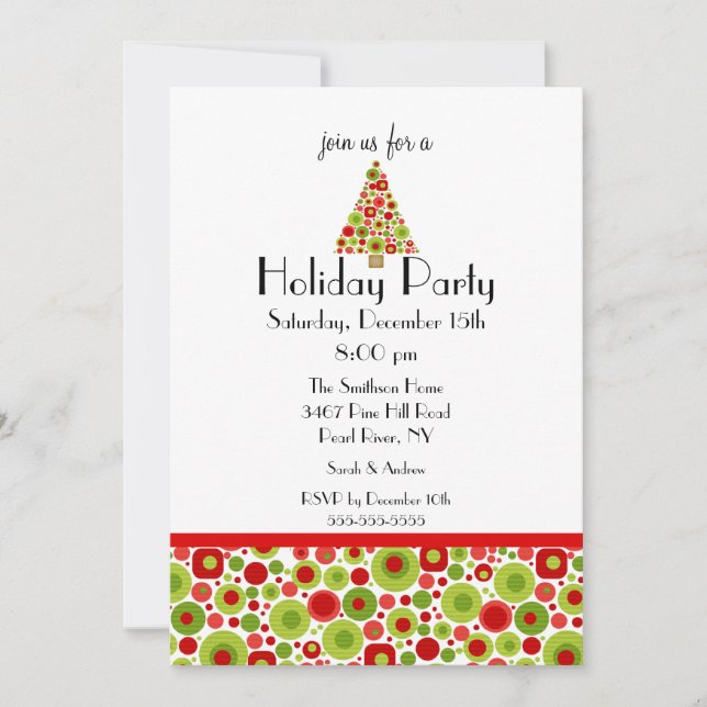Fun Bright Christmas Tree Holiday Party Invitation (Front)