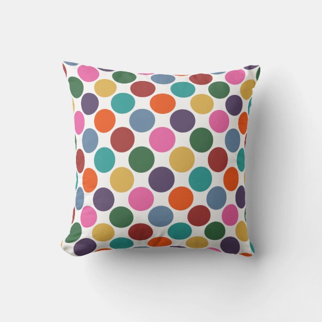 Fun Bright Colors Big Polka Dot Pattern Cushion (Front)