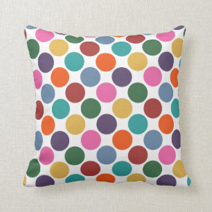Fun Bright Colors Big Polka Dot Pattern Cushion