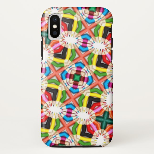 Fun Bright Colourful Kaleidoscope Cross Pattern Case-Mate iPhone Case (Back)